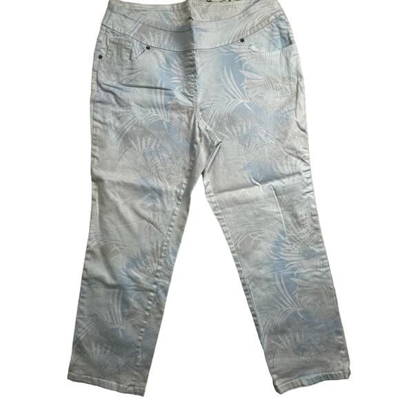 Westbound Pants - Westbound Tropical Leaf Printed Pants Sz 18W Cotton Blend Stretch Coastal Resort